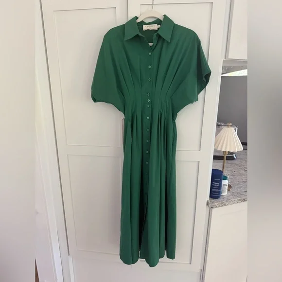 THE TOBIE BUTTON-FRONT PLEATED SHIRT DRESS BY EXQUISE - Picture 2 of 6